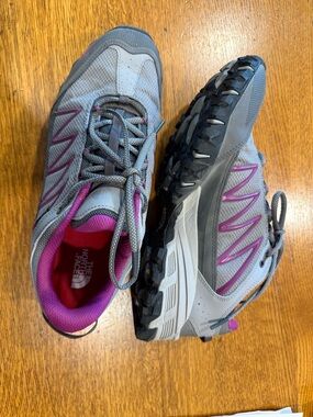 The North Face Women's Gray and Purple Trail Running Shoes